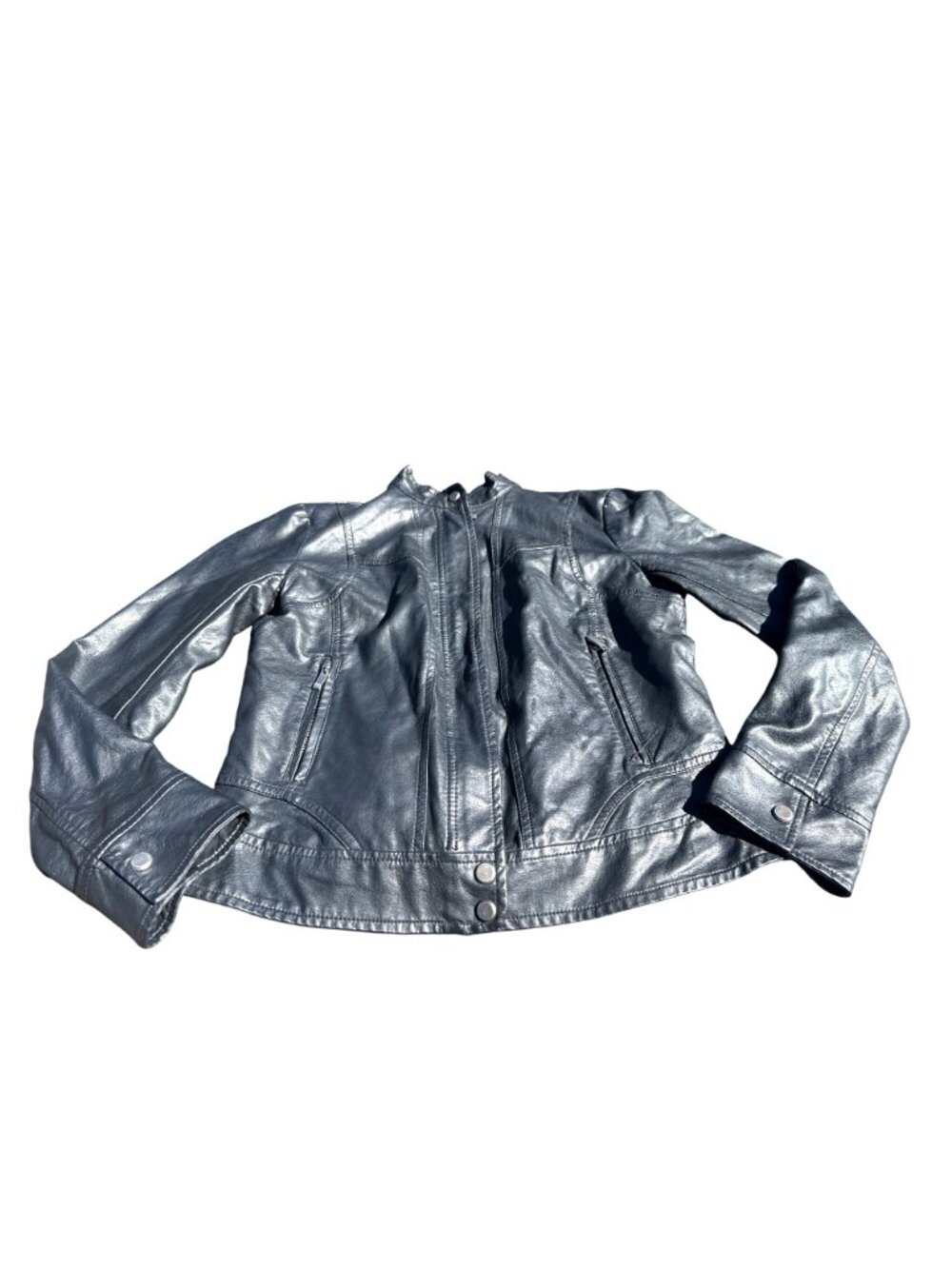 Bernardo Size M Black Faux Leather Moto Jacket Dark Academia Street Chic Luxe NY - Picture 12 of 12